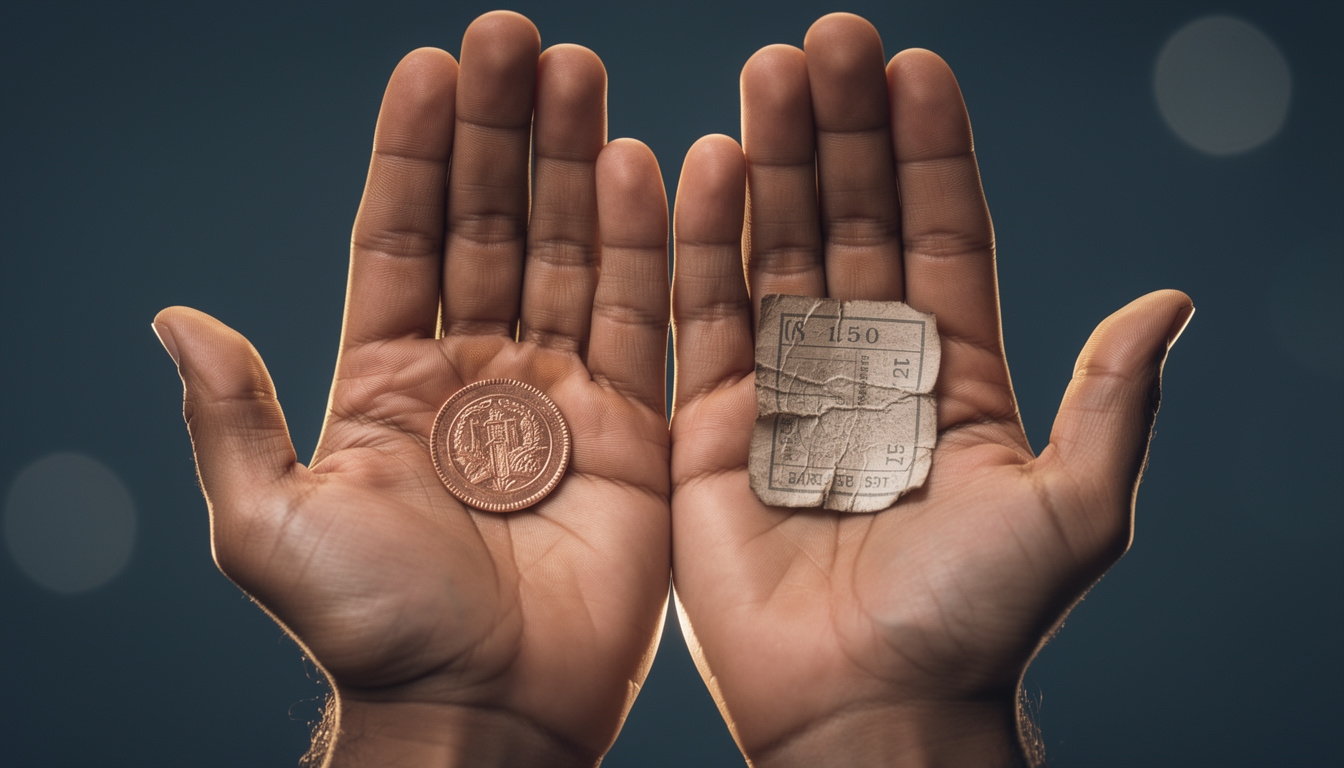 Nahaufnahme einer Hand, die zwischen zwei Optionen wählt